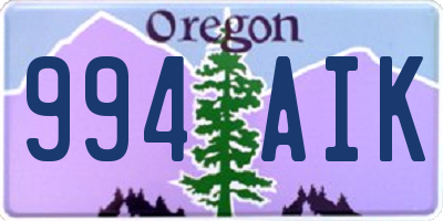 OR license plate 994AIK