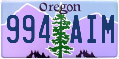 OR license plate 994AIM