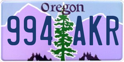 OR license plate 994AKR