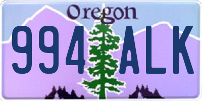 OR license plate 994ALK