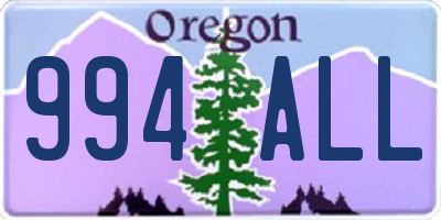 OR license plate 994ALL