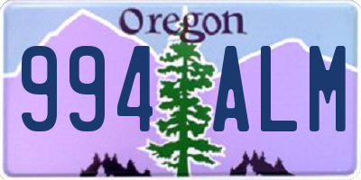 OR license plate 994ALM