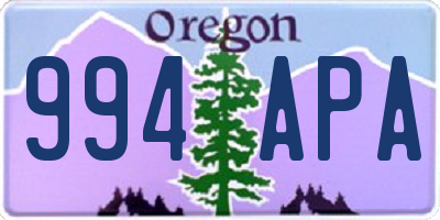 OR license plate 994APA