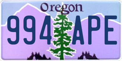 OR license plate 994APE