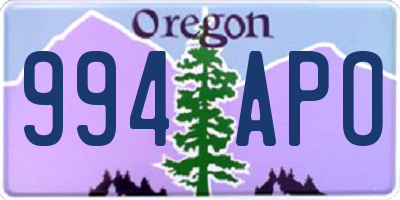OR license plate 994APO