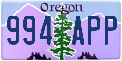 OR license plate 994APP