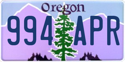 OR license plate 994APR