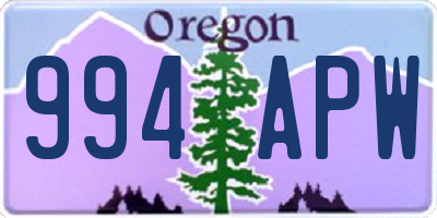OR license plate 994APW