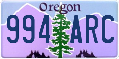 OR license plate 994ARC