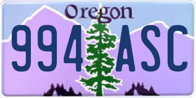 OR license plate 994ASC