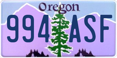 OR license plate 994ASF