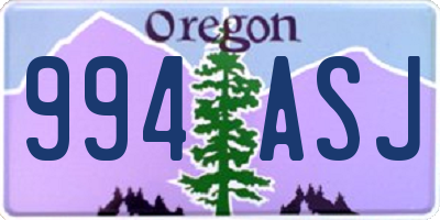 OR license plate 994ASJ