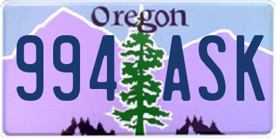 OR license plate 994ASK