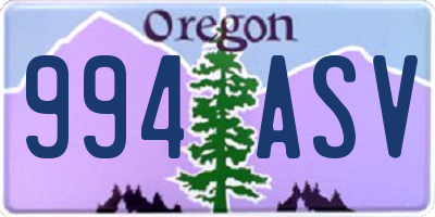 OR license plate 994ASV