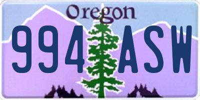 OR license plate 994ASW