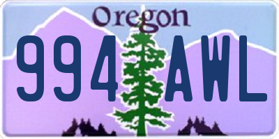 OR license plate 994AWL