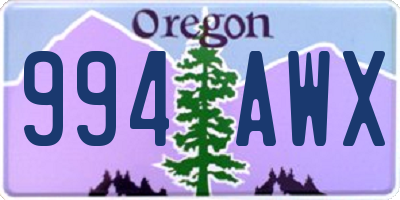 OR license plate 994AWX