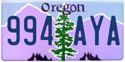 OR license plate 994AYA