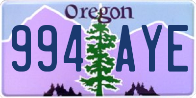 OR license plate 994AYE