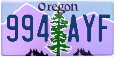 OR license plate 994AYF