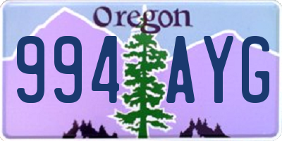 OR license plate 994AYG