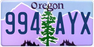 OR license plate 994AYX