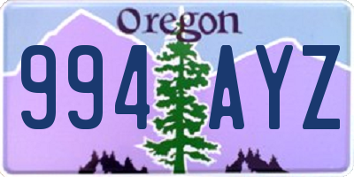 OR license plate 994AYZ