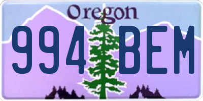 OR license plate 994BEM