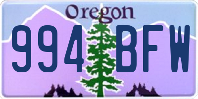 OR license plate 994BFW