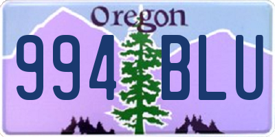 OR license plate 994BLU