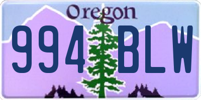 OR license plate 994BLW
