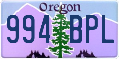 OR license plate 994BPL