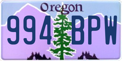 OR license plate 994BPW
