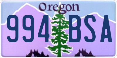OR license plate 994BSA