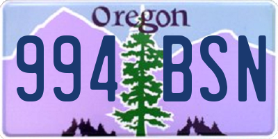 OR license plate 994BSN