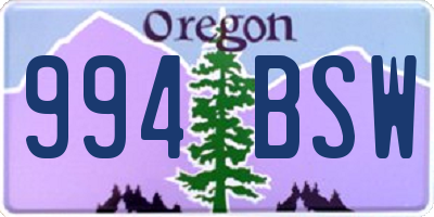 OR license plate 994BSW