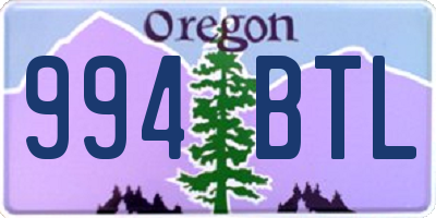 OR license plate 994BTL