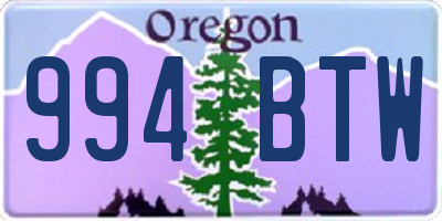 OR license plate 994BTW