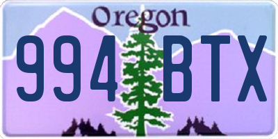 OR license plate 994BTX