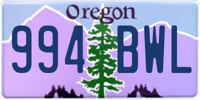 OR license plate 994BWL