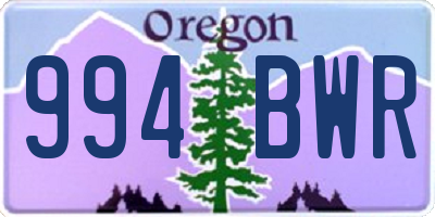 OR license plate 994BWR