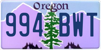 OR license plate 994BWT