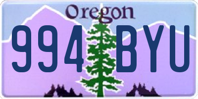 OR license plate 994BYU