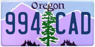 OR license plate 994CAD