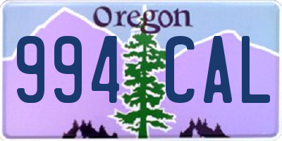 OR license plate 994CAL