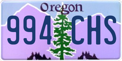 OR license plate 994CHS