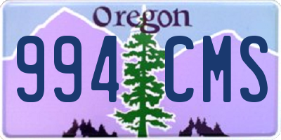 OR license plate 994CMS