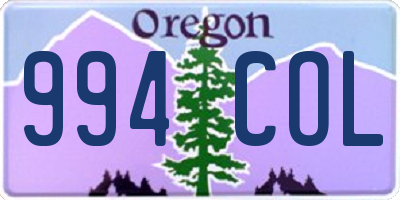 OR license plate 994COL