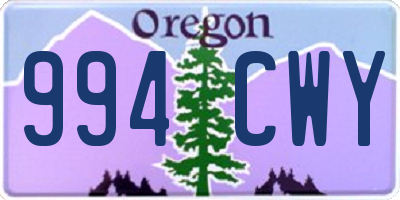 OR license plate 994CWY