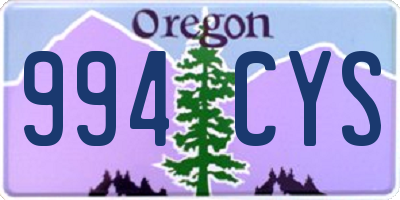 OR license plate 994CYS